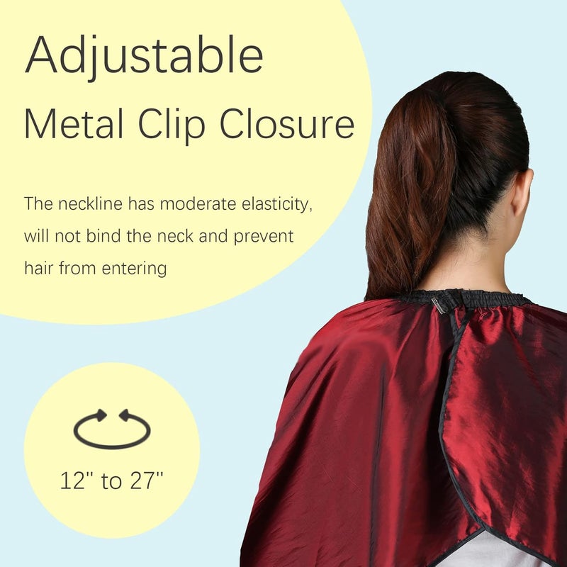 Iusmnur Barber Cape, Professional Hair Salon Cape with Adjustable Metal Clip, Shampoo Hair Cutting Cape for Barbers and Stylists - 55 x 63 inches (Wine Red) - Image 4